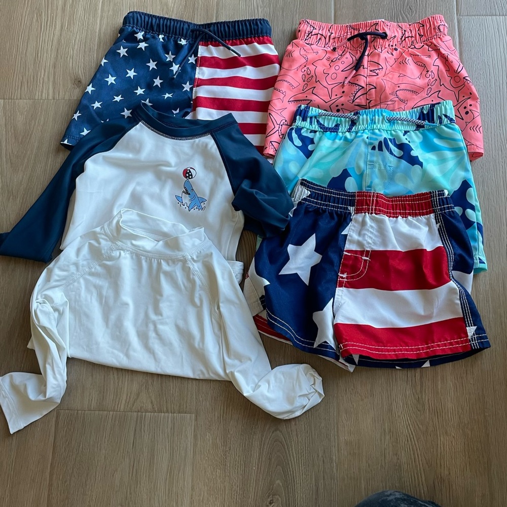 18-24M Kids Swimwear Bundle - Stars & Stripes + Coral and Blue Prints
